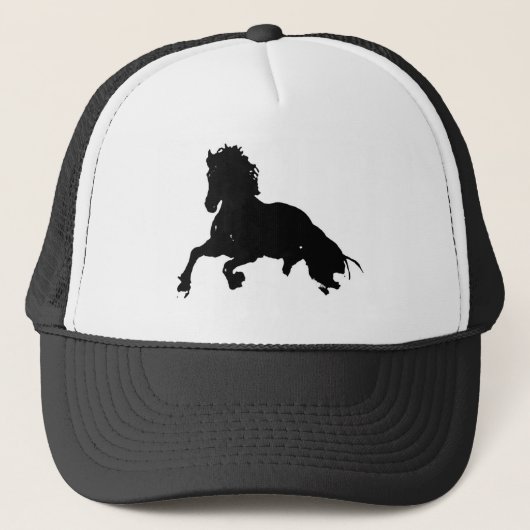 Casquette Silhouette du cheval blanc noir (Devant)