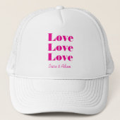 Casquette Simple Blanc Nettoyer 3 x Amour | Hot Pink (Devant)