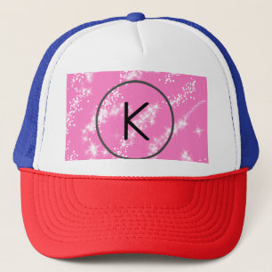 Casquette simple minimal blanc monogramme paillettes rose hy