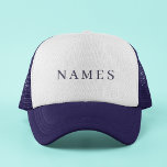 Casquette Simple Navy Blue Custom Name Elegant Trucker<br><div class="desc">Simple Navy Blue Custom Ajoutez votre nom Design élégant pour n'importe qui.</div>