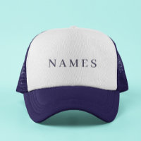 Simple Navy Blue Custom Name Elegant Trucker