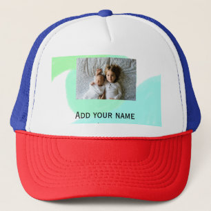 Casquette simple vert bleu aquarelle ajouter photo texte per