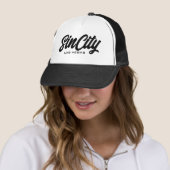 Casquette Sin City Las Vegas script typographie camionneur c (En situation)