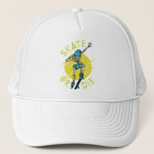 Casquette Skate ou die Skeleton Skateboarder (Devant)