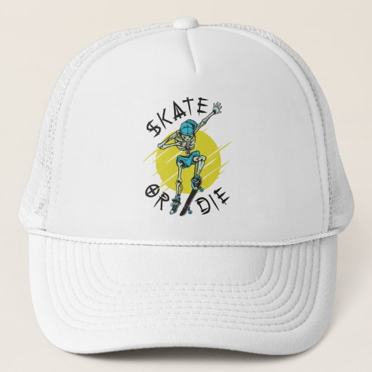 Casquette Skate ou die Skeleton Skateboarder (Devant)