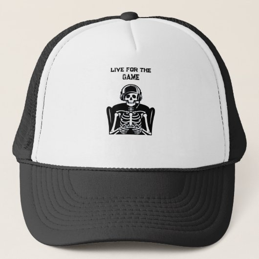 Casquette Skeleton Gamer avec casque - Jeu Cool (Devant)
