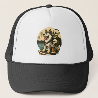 Casquette Skeleton with Dog on Haunted Lake Horror Art