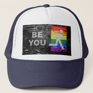Casquette SlipperyJoe's Be You brick wall stick figure rainb