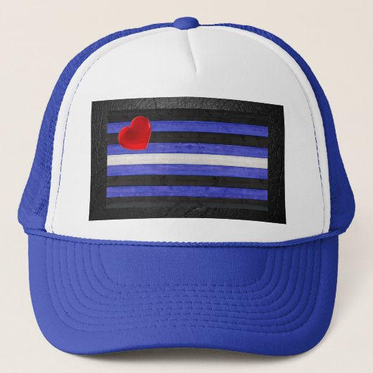 Casquette SlipperyJoe's cuir drapeau orgueil noir bleu royal (Devant)
