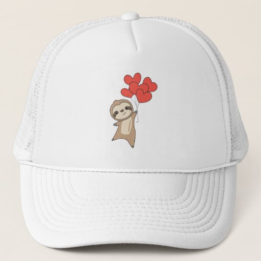 Casquette Sloth For Valentine's Day Cute Animals With Hearts (Devant)