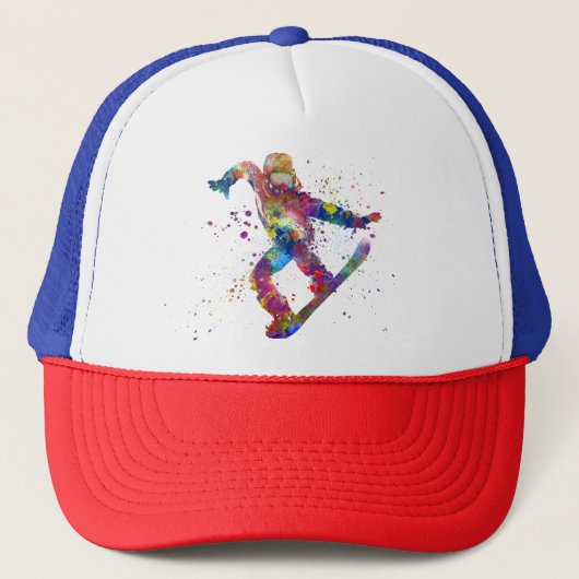 Casquette Snowboard en aquarelle (Devant)