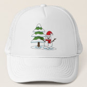 Casquette Snowman avec Snowman Pine Tree (Devant)