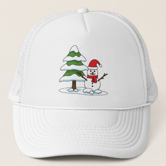 Casquette Snowman avec Snowman Pine Tree (Devant)