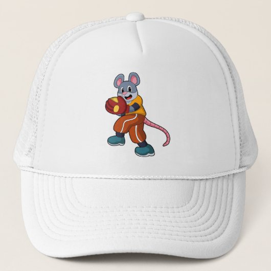 Casquette Souris au baseball avec gant de baseball (Devant)
