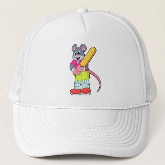 Casquette Souris au cricket avec chauve-souris de cricket (Devant)