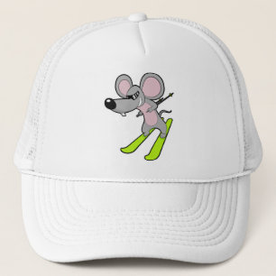 Casquette Souris comme skieur avec ski