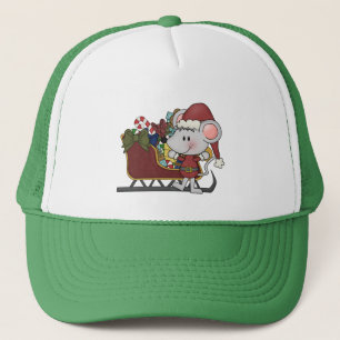 Casquette Souris de Père Noël avec le traîneau