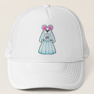 Casquette Souris mariée avec bouquet de fleurs