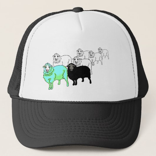 Casquette Soyez les moutons bleu vert originaux (Devant)