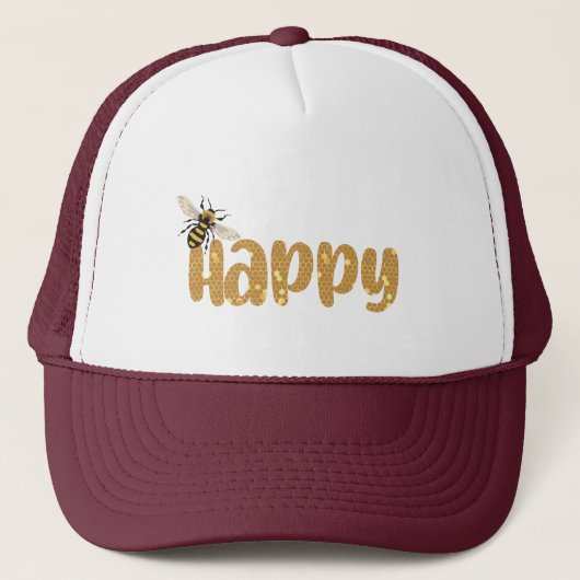 Casquette Soyez Mignonne Soyez Heureux Nature Miel Bee Honey (Devant)