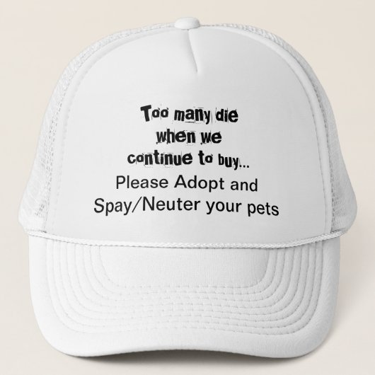 Casquette Spay Neuter Adopter Animaux Citer Trucker Chapeau (Devant)