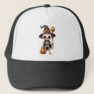 Casquette Squelette d'Halloween blanc mignon