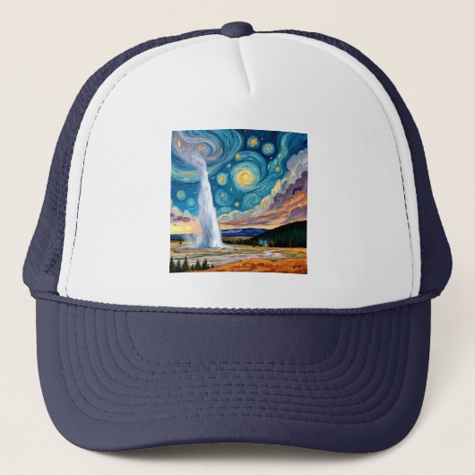Casquette Starry Night Old Faithful Yellowstone Park (Devant)