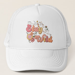 Casquette Stay Wild vintage rétro Typographie Trucker Hat
