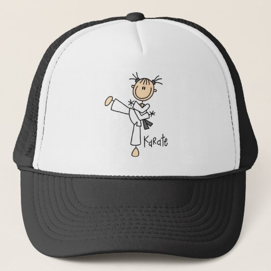 Casquette Stick Figure Girl Karate T-shirts et cadeaux (Devant)