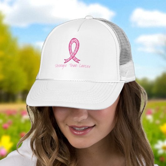 Casquette Stronger Than Cancer Pink Ribbon Support Gift