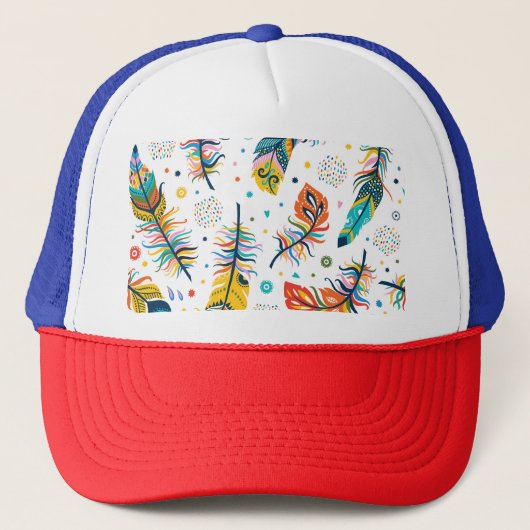 Casquette Style Boho, motif en plumes sans soudure. (Devant)