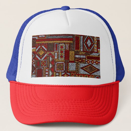 Casquette Style Patchwork Impression ethnique brodée (Devant)
