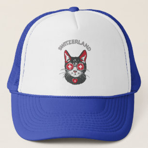 Casquette Suisse Soccer Chat Mascotte Fan drapeau suisse