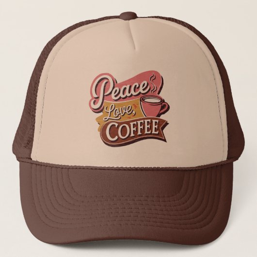 Casquette Superbe café art rétro avec des mots (Devant)