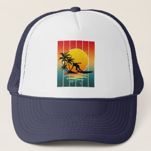 Casquette Surf de coucher de soleil vintage surfeur océan