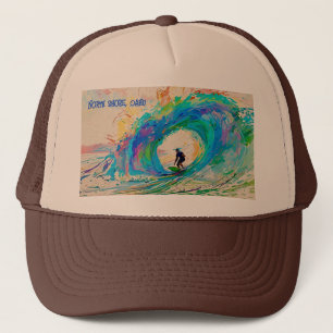 Casquette Surfer Abstrait coloré dans la vague de baril