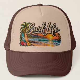 Casquette Surfer comme le coucher de soleil sur la plage tro