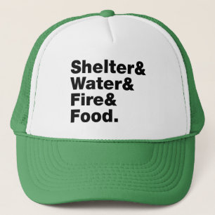Casquette Survie (Abri & Eau & Feu & Nourriture).