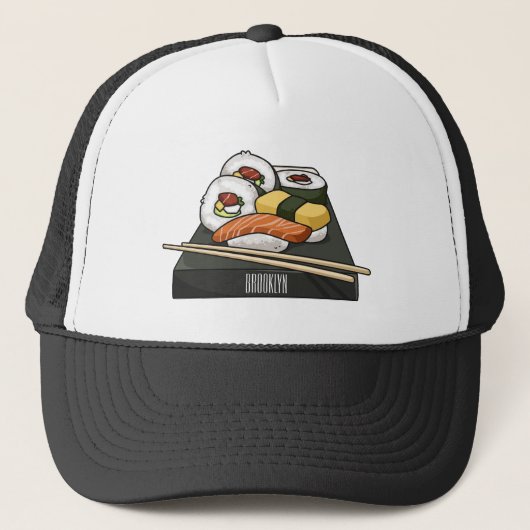 Casquette Sushi cartoon illustration  (Devant)