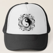 Casquette Symbole Yin et Yang Style tatouage noir et blanc (Devant)