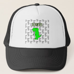 Casquette T-Rex mignon et en colère avec un motif noir et bl