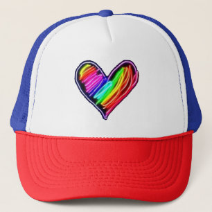 Casquette T-Shirt Cœur Arc-en-Ciel Néon Rassemblement Fierté