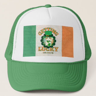 Casquette Tabby de gingembre avec bière verte
