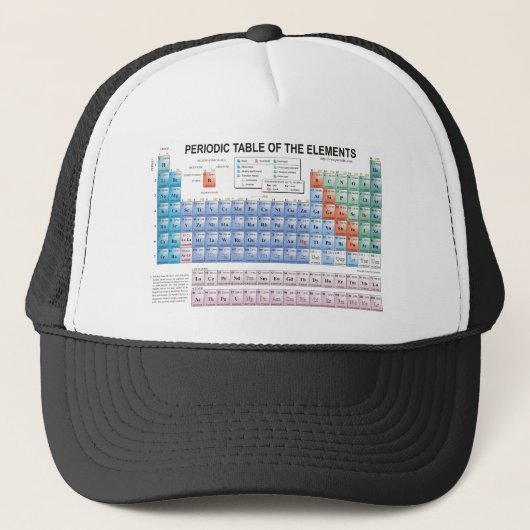 Casquette Tableau des éléments périodique entièrement mis à (Devant)