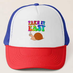 Casquette Take It Easy Cute Cartoon Snail With Groovy Text