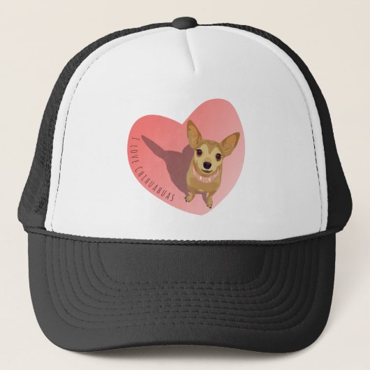 Casquette Tan Chihuahua in diamond pink collar en heart (Devant)