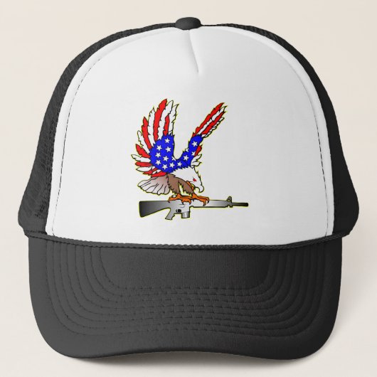Casquette Tatouage d'Eagle Ar-15 M16 de drapeau américain (Devant)