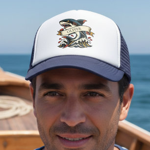 Casquette Tatouage rétro de requin nautique