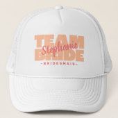 Casquette Team Bride Bridesmaid Mariage Soirée Retro Peach (Devant)