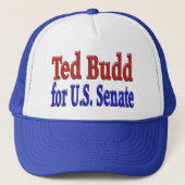 Casquette Ted Budd pour le Sénat avec le texte bleu rouge (Devant)